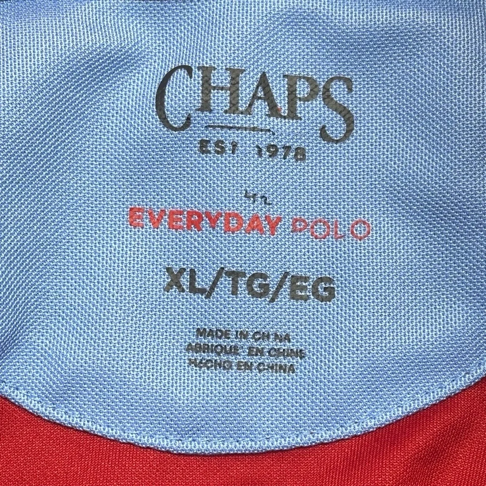 Chaps CM14PL902 Mens XL S/S 100% Polyester Everyday Red‎ Polo Shirt White Trim
